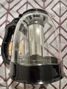 All Things Brewed- Glass Tea Pot with Infuser - Black/Silver